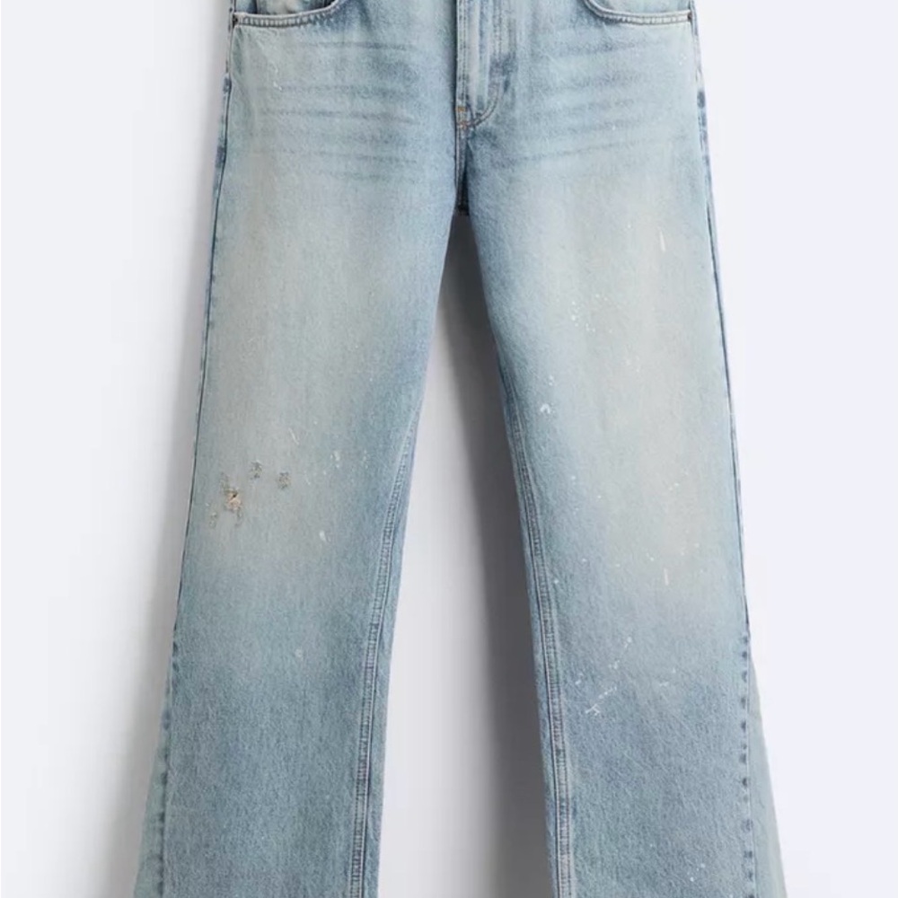 Zara Faded Blue Flared Jeans Denim Trousers